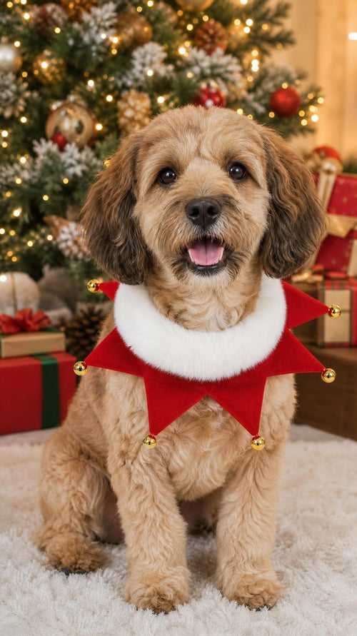 Collier étoile de Noël à grelots pour chien et chat, vue 2